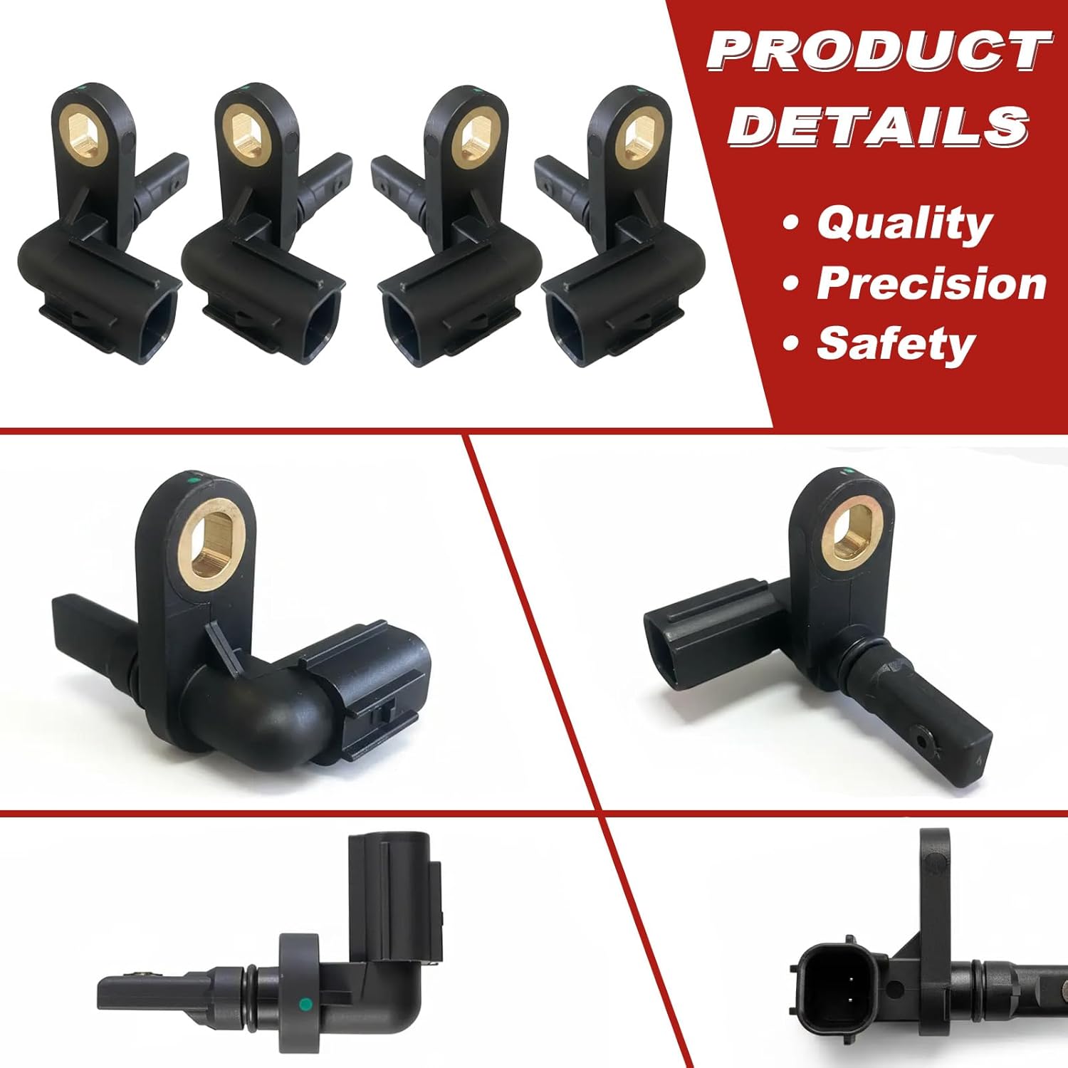 ABS Wheel Speed Sensor 4Pcs: Front Rear Left & Right Compatible with Toyota 2008-2017 Sequoia V8 5.7L V8 4.7L V8 4.6L, 2007-2017 Tundra V8 5.7L V6 4.0L V8 4.6L V8 4.7L