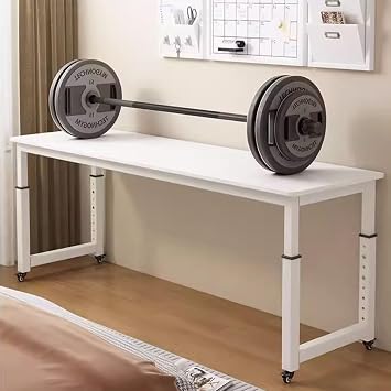 Adjustable Overbed Table on Wheels, Rolling Overbed Table with Baffles, Standing Workstation, Laptop Cart Computer Desk for Bedroom Study Office Bed Table(White,180x50cm/70.8x19.6'')