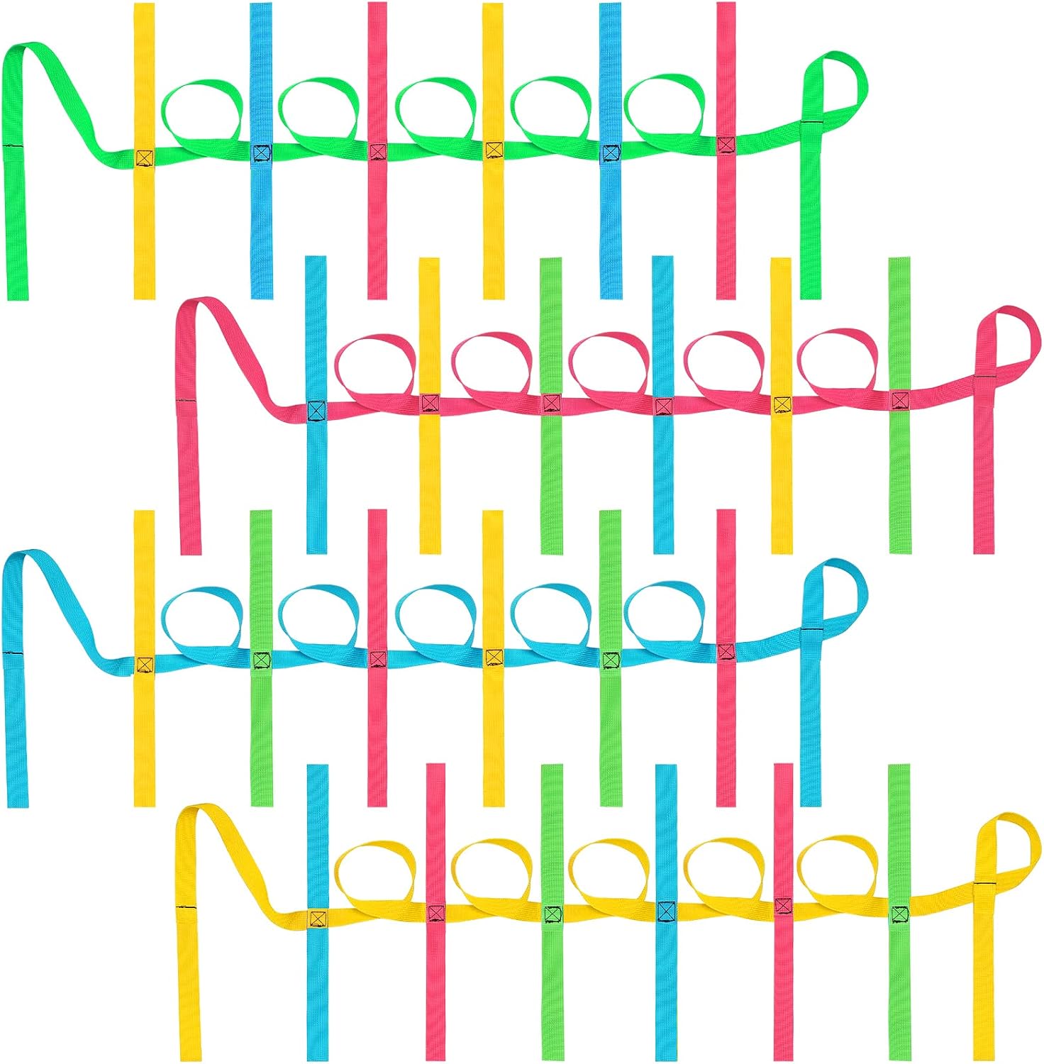 Jexine 4 Pack Children's Walking Ropes with 12 Handles Colorful Outdoor Safety Line for Toddlers Kids Preschool Daycare School Kindergarten Baby, up to 12 Children 2 Teachers