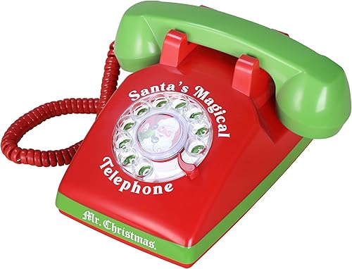 Miniatura 5 de Mr. Christmas Teléfono mágico de Santa - Teléfono de Santa para niños, llamadas interactivas de Navidad, conversaciones reales, vintage seguro para