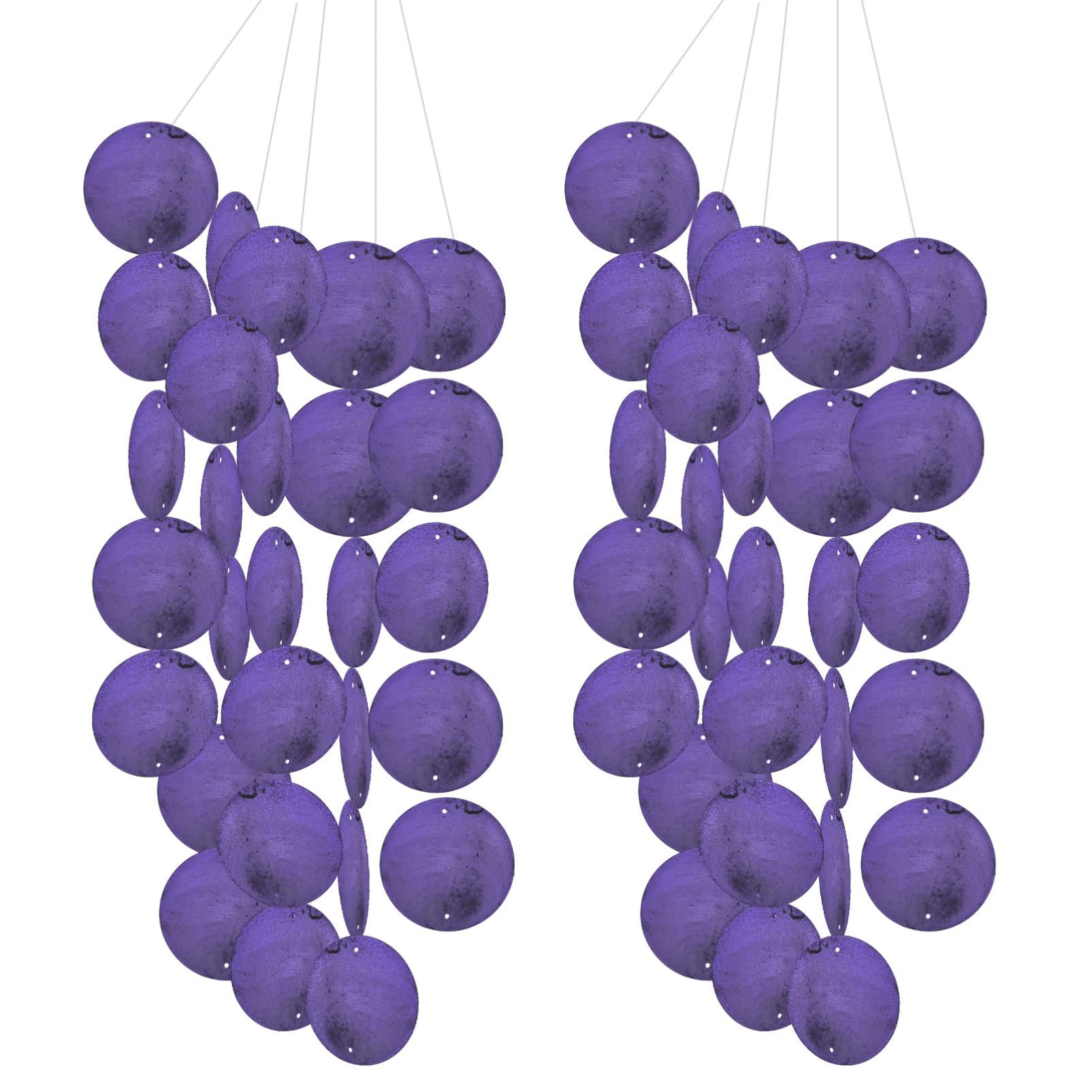 HOMSFOU 100pcs Round Shell Pieces: Shells with Holes for Wind Chime Dream Catcher Making (Purple)