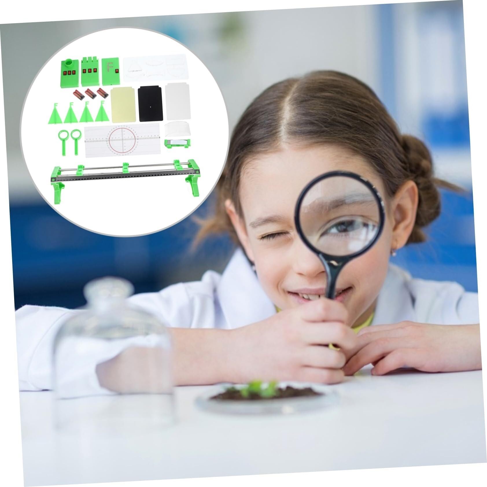 Optische Instrumente, Optik-Experimentierkasten, Lichtexperimentiergerät, Physikexperimentiergerät, Optik-Lernwerkzeug, Optisches Experimentiergerät, Optik-Lernkasten, ABS-Grün