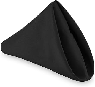 Lann's Linens - 1 Dozen 20" Oversized Cloth Dinner Table Napkins - Machine Washable Restaurant/Wedding/Hotel Quality Polyester Fabric - Black