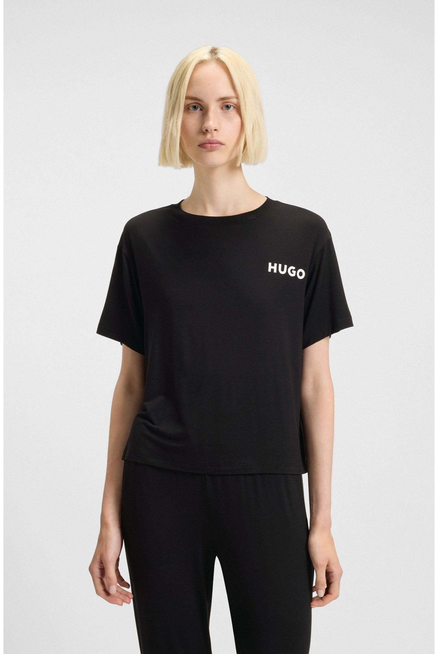 HUGO Damska piżama Unite T_Shirt, Black 1, S, czarny (Black1), S