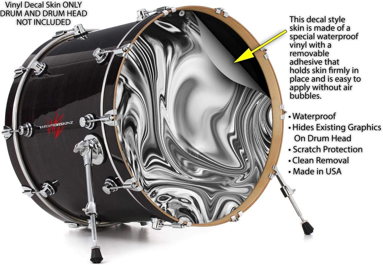 Vinyl Skin Decal Wrap for 22" Bass Kick Drum Head Liquid Metal Chrome - DRUM HEAD NOT INCLUDED