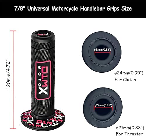 Miniatura 3 de D1M Mango universal de 78 pulgadas, agarre de goma antideslizante para motocicleta, Motocross, compatible con Kawasaki (rosa)