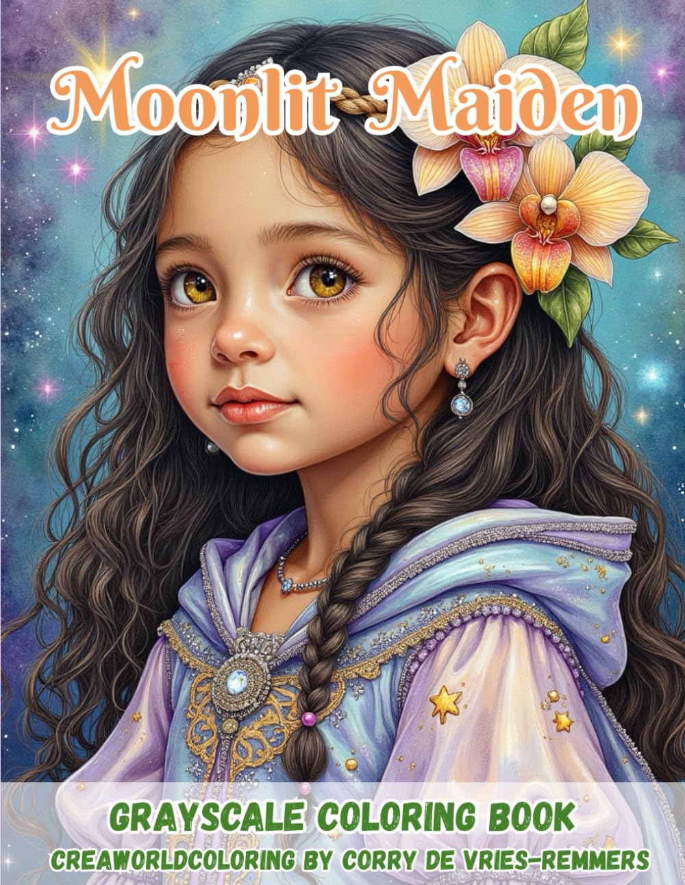 Moonlit Maiden: A Dreamlike Fantasy Coloring Journey Beneath the Moon