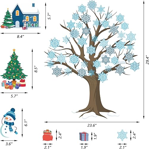 Miniatura 6 de IARTTOP Adhesivo grande para ventana de árbol de Navidad, copo de nieve de invierno, muñeco de nieve, calcomanía de pared para fiesta de Navidad,