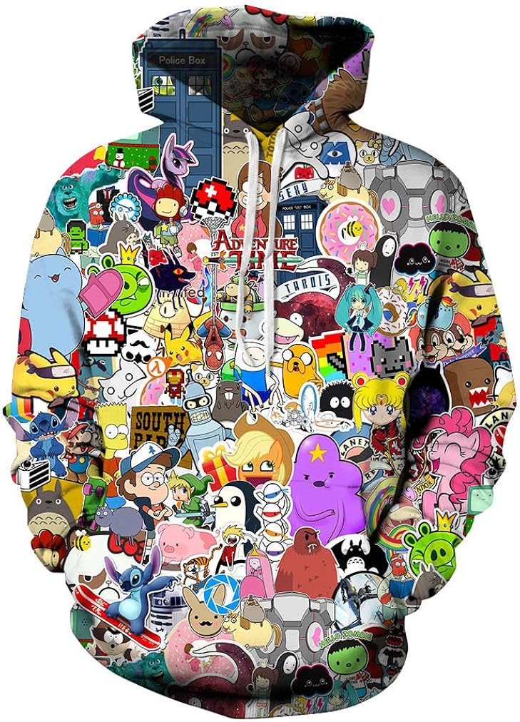 Xiaohudui Unisex Men Women's 3d Print Long Sleeve Rave Sweatshirt Novelty Hip Hop Pullover Hoodie gifts for teen boys 14-16