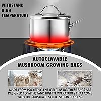 Vista 5 de TonGass Paquete de 60 bolsas de cultivo de hongos autoclave a granel con parches de filtro microporoso, grandes de 6 x 5 x 20 pulgadas