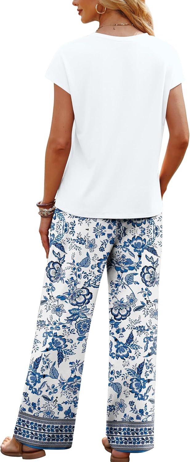 WIHOLL 2 Piece Sets for Women Summer Spring Vacation Outfits Lounge Sets Resort Wear 2026 Travel Fashion Matching Clothing