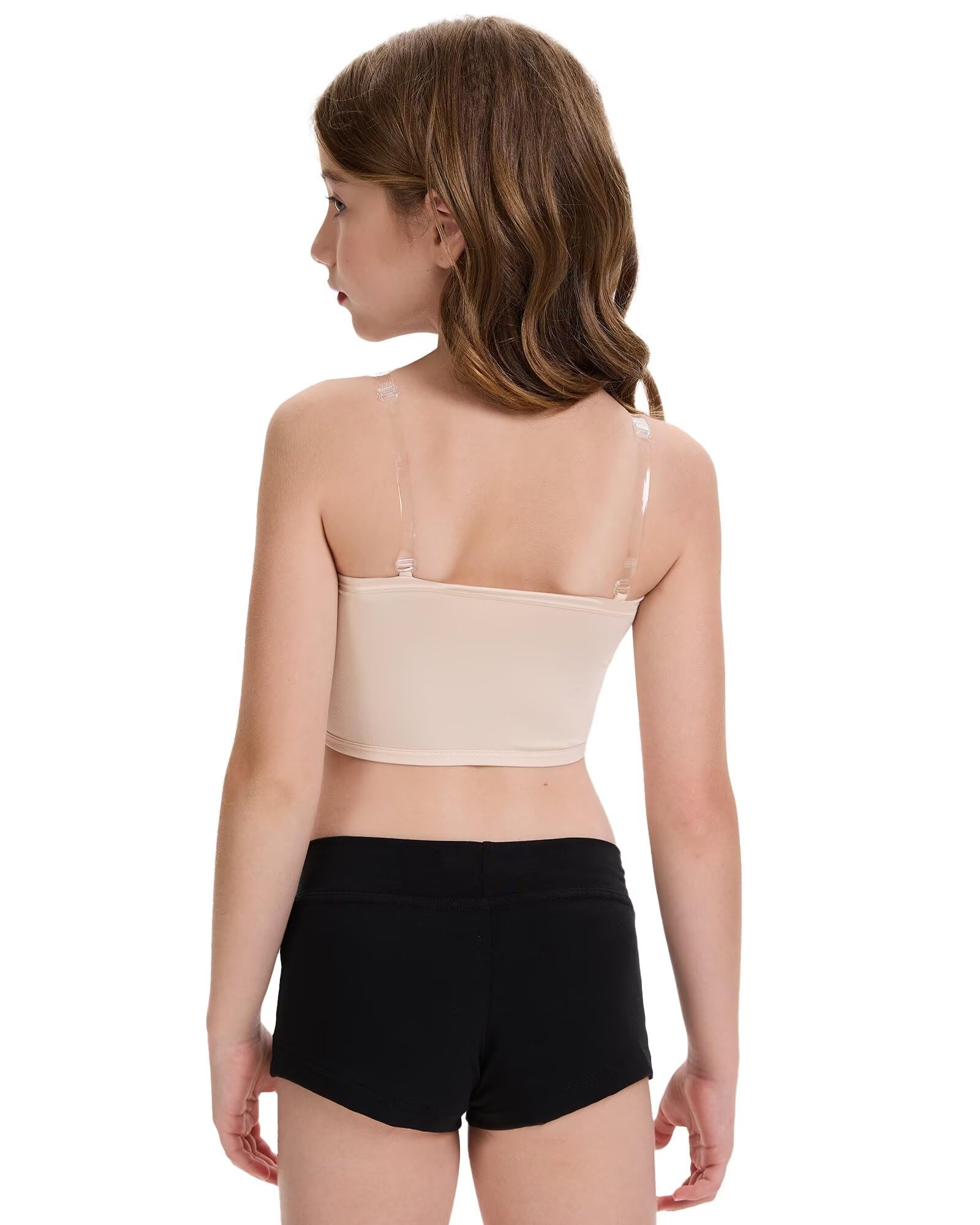 Sujetador de Baile para Niñas, Sujetador de Ballet sin Costuras con Tirantes Ajustables Transparentes Nude XL