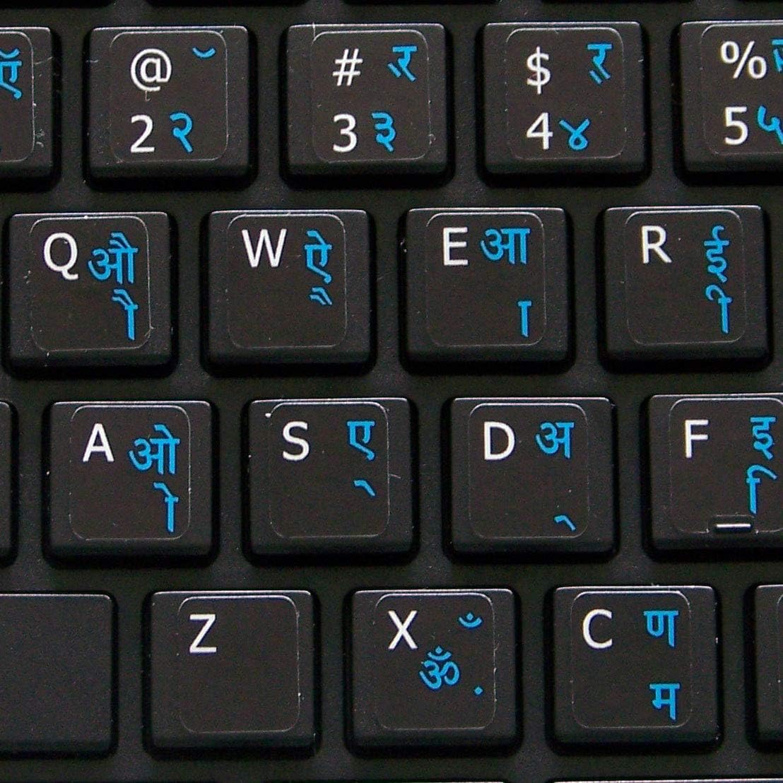 MAC English Hindi Keyboard Stickers ON Black Background for Desktop, Laptop and Notebook