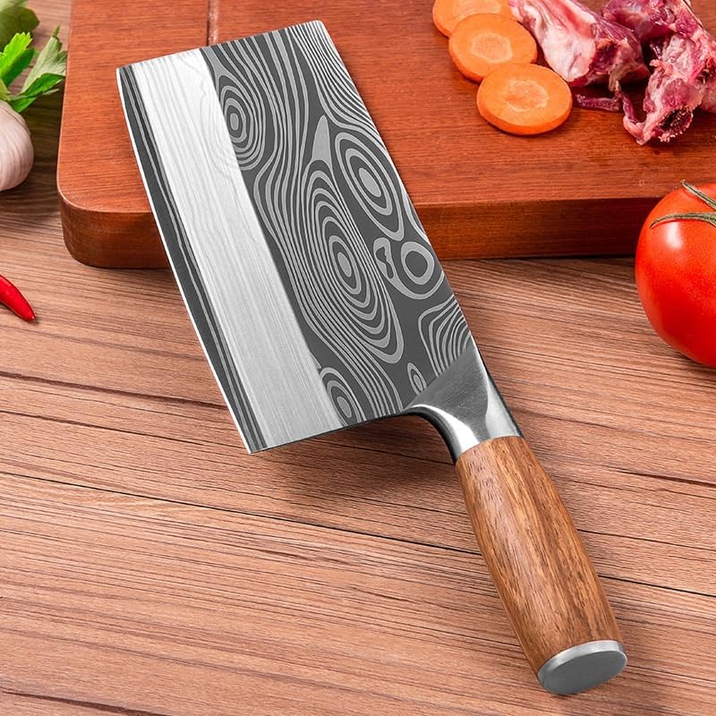 Meat Cleaver, 8inch Chinese Slicing Knive Chef Knife Sharp Blade Vegetable Meat Fish Knife 4Cr13 High Hardness Kitchen Cooking Knives Cleaver