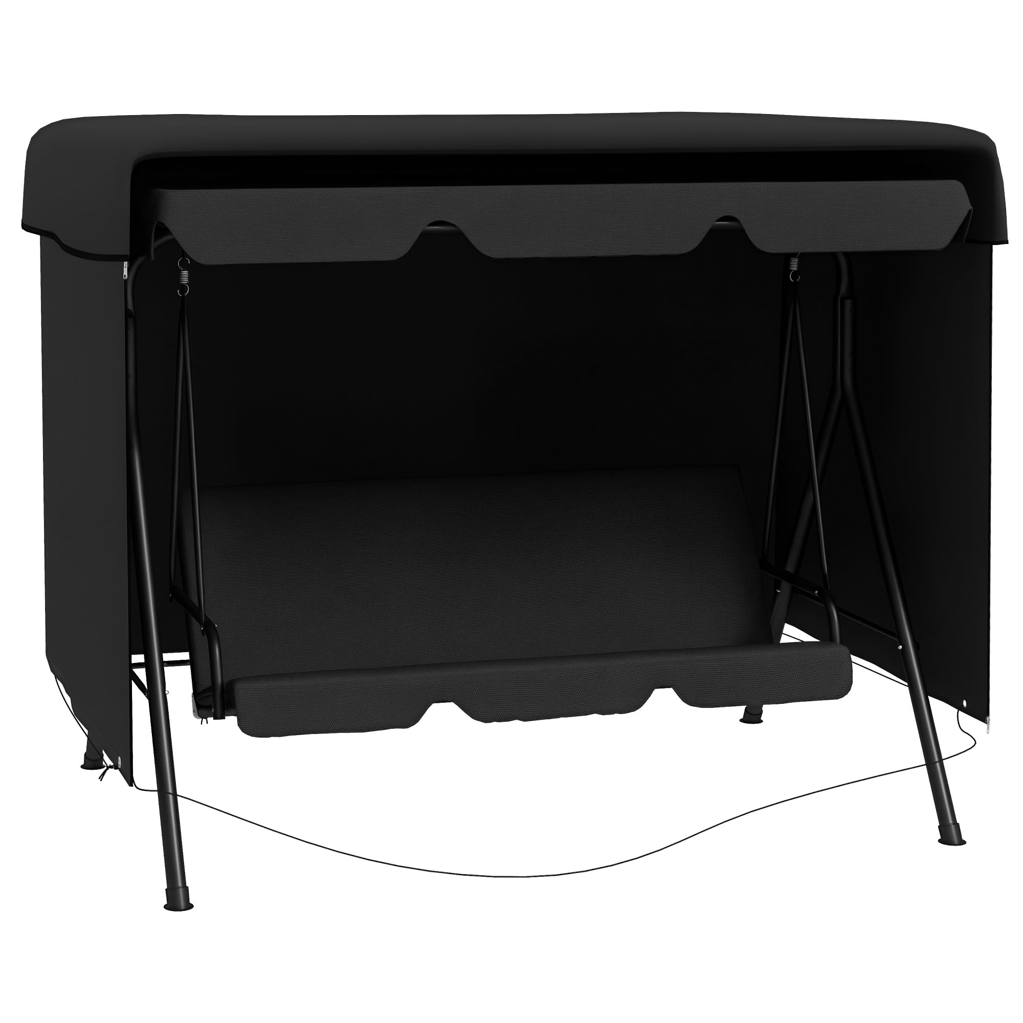Outsunny Hollywoodschaukel Abdeckung 3 Sitzer, Wasserdicht Winterfest Schutzhülle für Gartenschaukel, Winddicht UV-Beständig Abdeckplane für Gartenmöbel, Hängesessel, 215 x 155 x 150 cm Schwarz