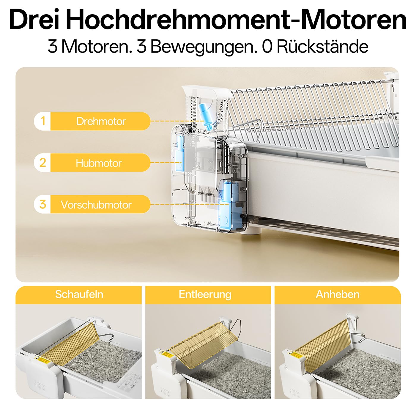 UBPET C31 Lettiera Autopulente per Gatti, Lettiera Aperta Autopulente con Controllo App, Deodorizzatore, Sistema a Doppio Rastrello, Grande Capacità, per Più Gatti