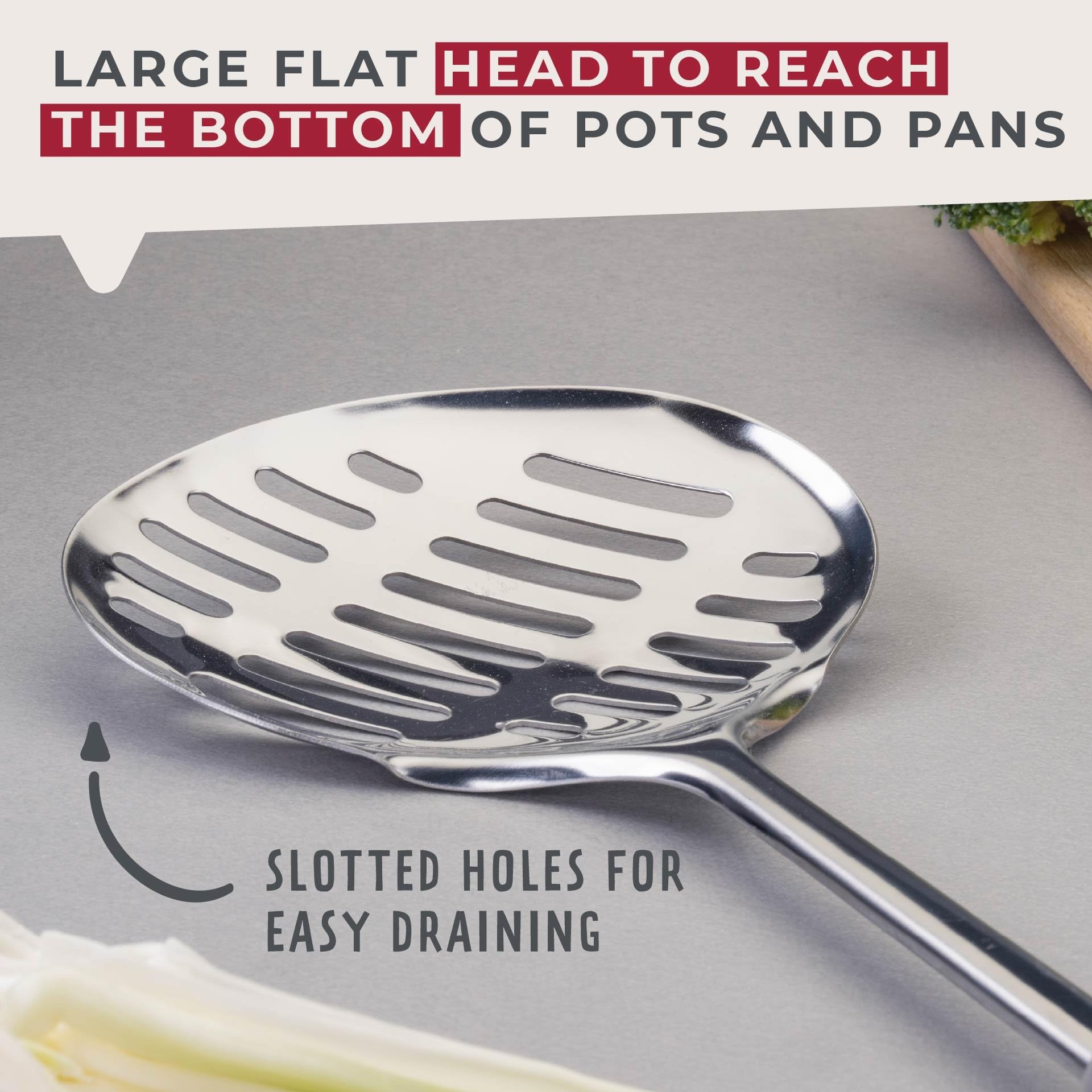 Fackelmann MODE Skimmer, Oil Skimmer & Strainer, Stainless Steel, Heat-Resistant Rounded Handle - Image 3