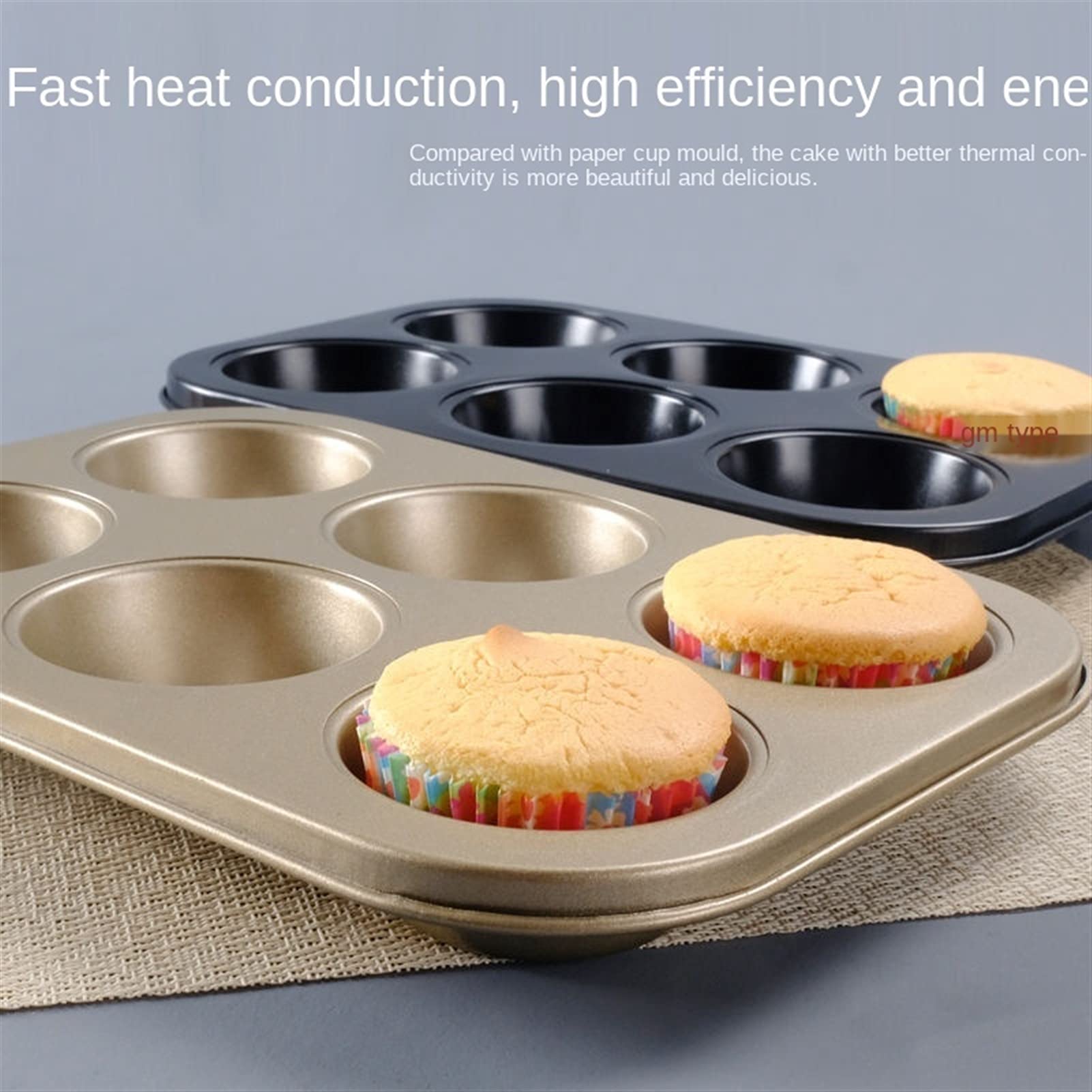 Molde para Muffins de 4, 6 o 12 cavidades, Molde Redondo para Huevos, Bandeja Antiadherente para Hornear，Balck 12