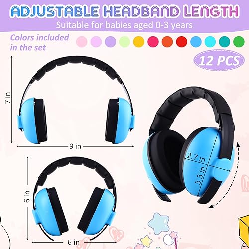 Miniatura 3 de Saysurey Paquete de 12 auriculares con reducción de ruido para bebés, orejeras extraíbles ajustables para reducción de ruido infantil, cómodas