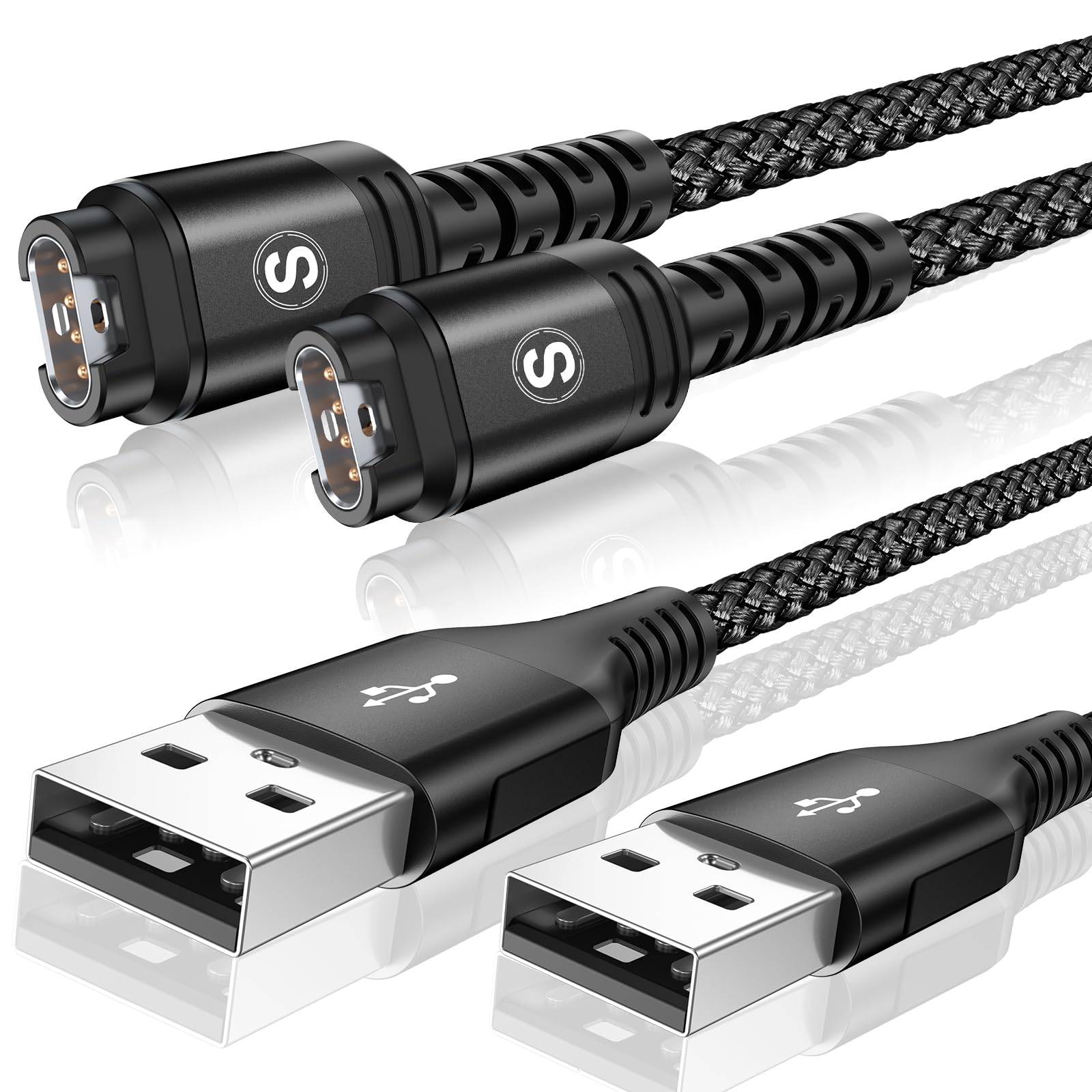 Smart Watch Charger Cable [2-Pack,1.2M] Compatible with Garmin Fenix 7 7S 7X 6 6S 6X 5 5S 5X, Forerunner 945 45 45S 245 Music, Approach S10 S40 S60 G12 S12 S42,Vívoactive 3 4 4S,Venu 2 2S