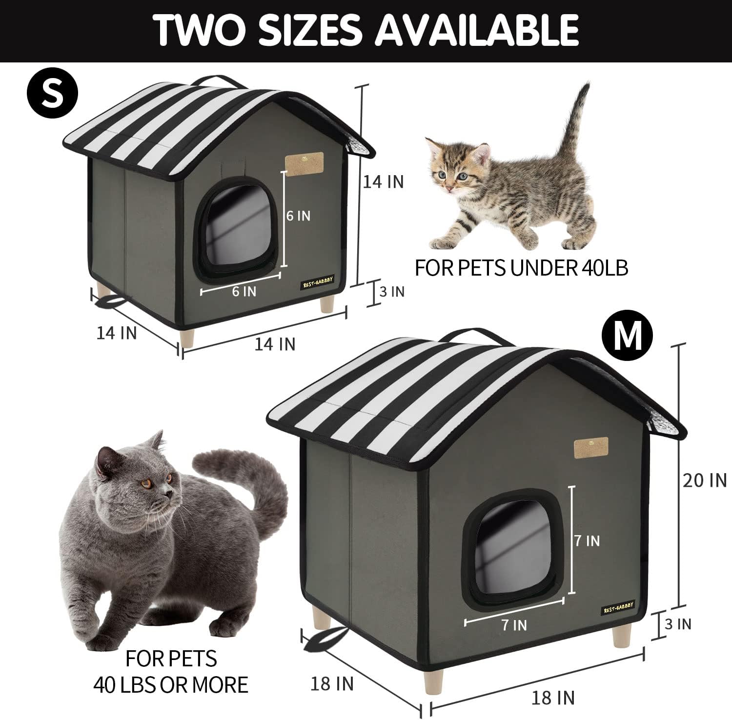 Buy RestEazzzy Cat House, Outdoor Cat Bed, Weatherproof Cat Shelter