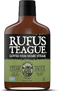 Rufus Teague Original Steak Sauce, Premium Steak BBQ Sauce with Natural Ingredients, Award-Winning Bold Flavor, Gluten-Free, Non-GMO, 7 oz