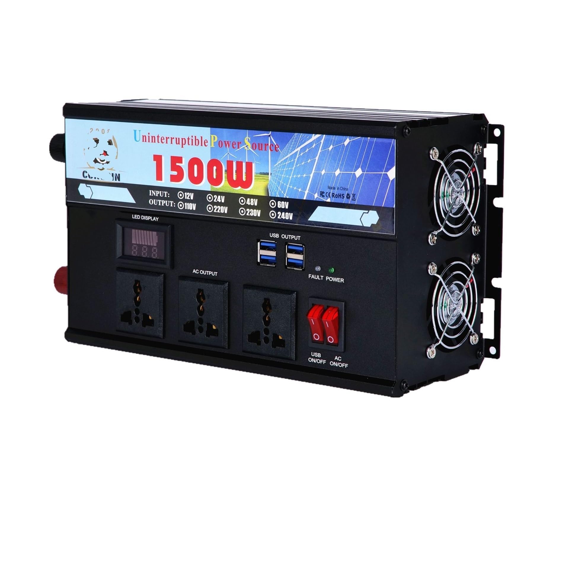 Inverseur 12V 220V 1500W UPS pour alimentation de secours domestique stable