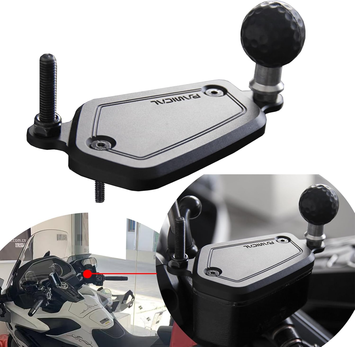 PANICAL for Honda Motorcycle 2018-2026 Goldwing gl1800 gl 1800 B F6B Front Handle Oil Can Lid Replacement with 1'' 25mm TPU Ball Joint Bracket Base (Right Oil Can Lid with 1'' Ball Joint)
