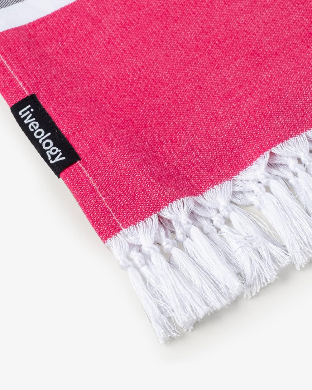 Liveology Tula Stripe - Fuschia Woven Turkish All-Purpose Ultra-Light 180 GSM Towel | Bath, Beach, Pool, Travel & Sport | Blend of Bamboo Viscose & Cotton | Breathable & Highly Absorbent 1