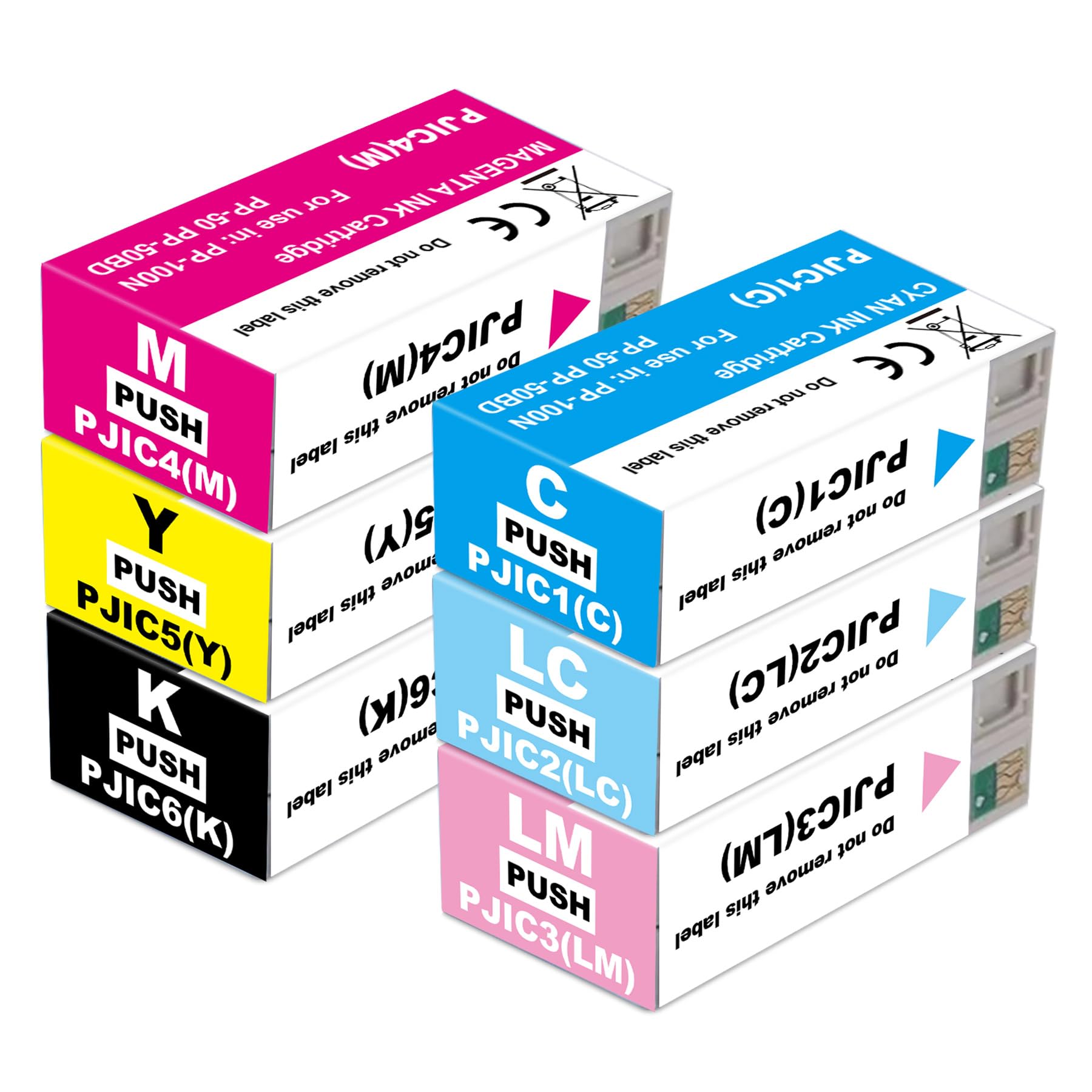 PP-100 PP-50 PJIC1 PJIC2 PJIC3 PJIC4 PJIC5 PJIC6 - Cartuccia di inchiostro rigenerata per EPN PP-100N11 PP-50BD PP-50II PP-100II PP100III (6 pezzi)