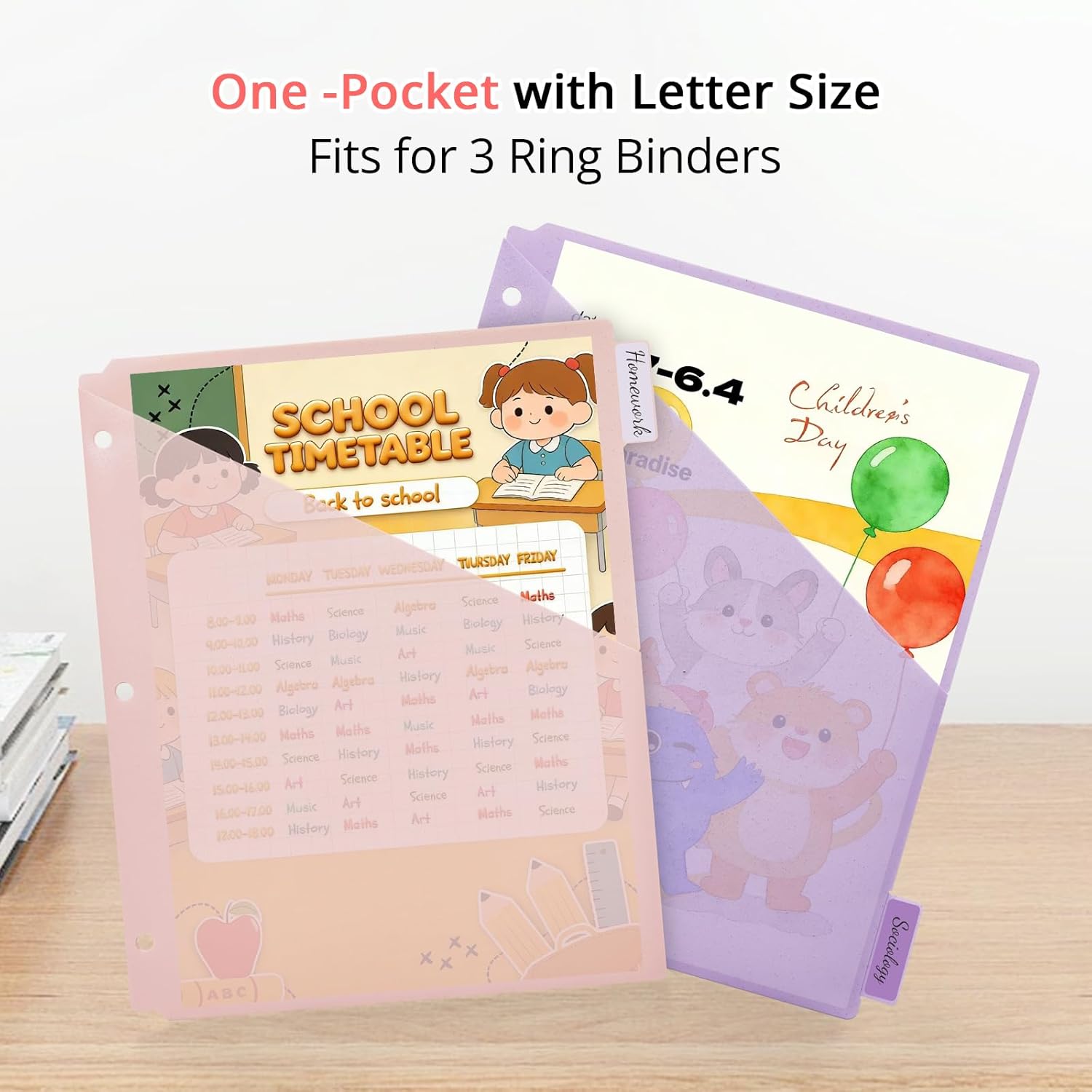 Bundle 10 Packs 6-Tab Letter Size Dividers for 3 Ring Binder, 60 Counts Wheat Straw Binder Dividers with One Pocket, 6 Pastel Colors, Perfect for School, Office Supplies (10)
