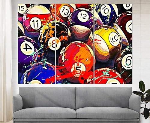 Marchak Billar arte de la pared Billar bolas lienzo impresión de la sala de juegos de la decoración de la lona impresión de la piscina arte de la