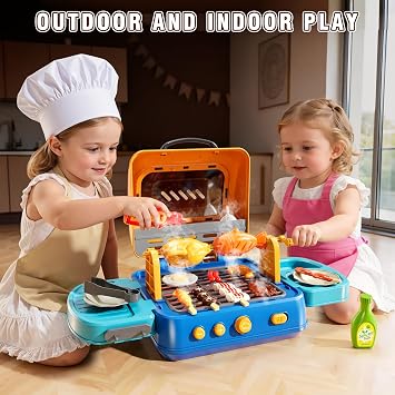 MSKOLER Kids Play Kitchen Toys for Toddlers, Kids BBQ Grill Playset