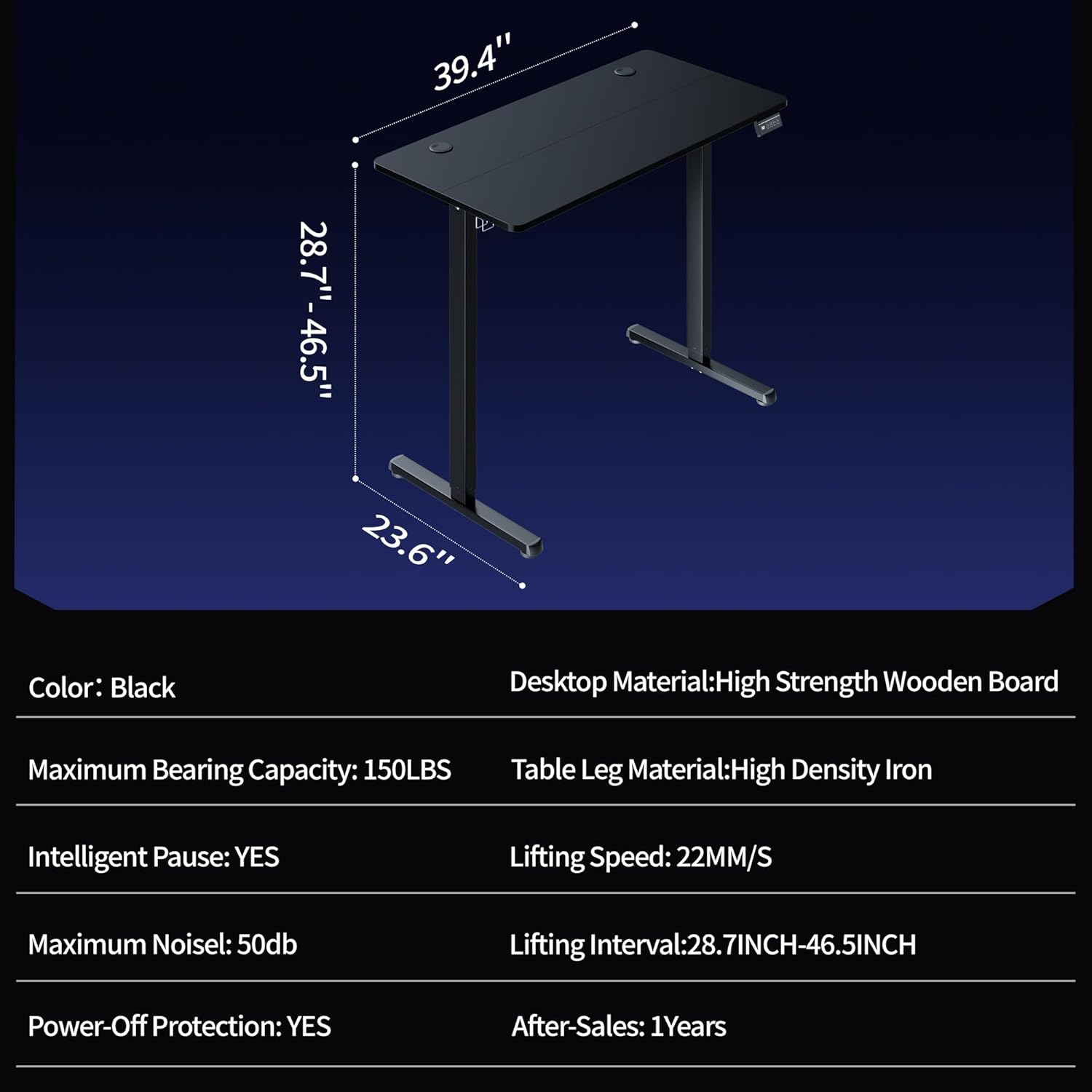 Shintenchi Standing Desk specifications and dimensions