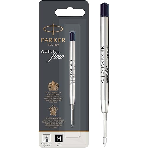 Parker Quinkflow Ballpoint Pen Ink Refill, Medium Tip, Black