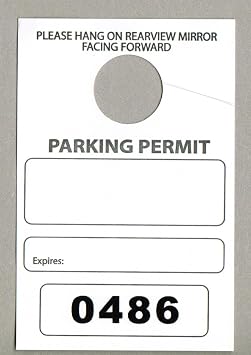 Parking Permit Hang Tags, 3 1/8 X 4 3/4, Numbered 0000-0499, Box of 500