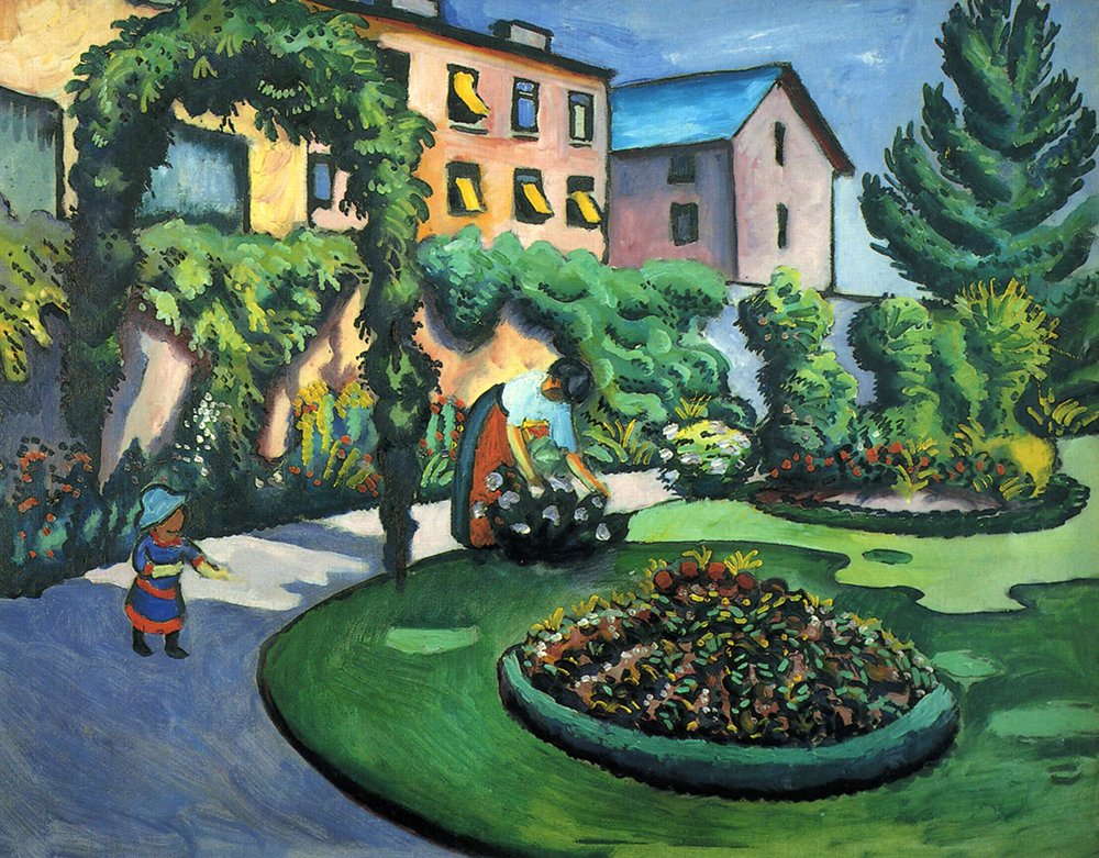 Cuadro de August Macke - The Park, impresión artística mate con marco de madera