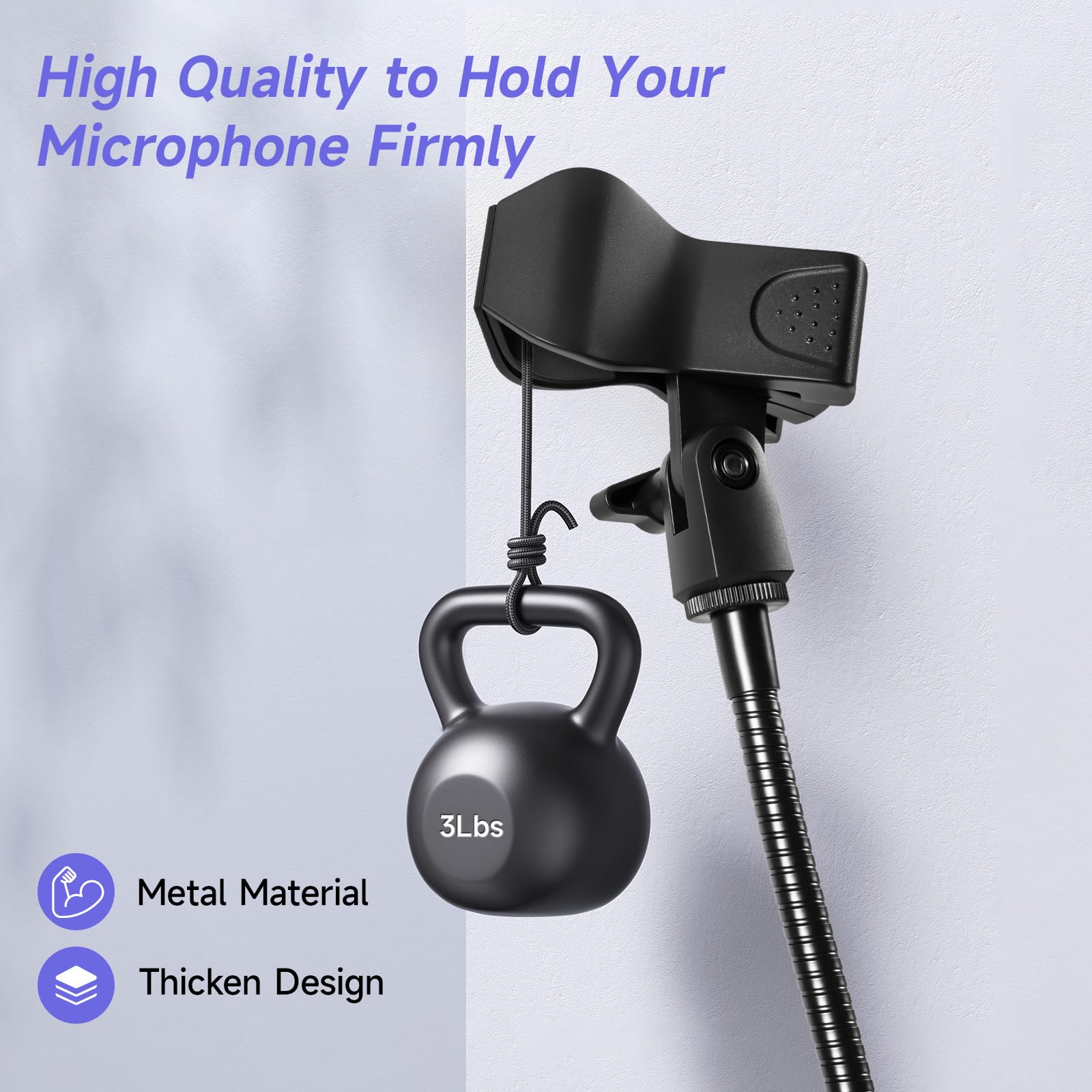 Mikrofonständer, flexibler Schwanenhalsmikrofonständer mit Tischklemme, 360° verstellbarer Mikrofonarm mit Kabelbindern und 3/8 Zoll (1,6 cm) Gewinde für Podcast, Gaming, Gesangsaufnahmen, Meetings