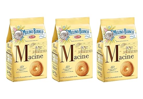 Mulino Bianco Galletas de mantequilla "Macine" Crema - 12.3 Oz (12.35 oz) Paquete de 3 Importación italiana