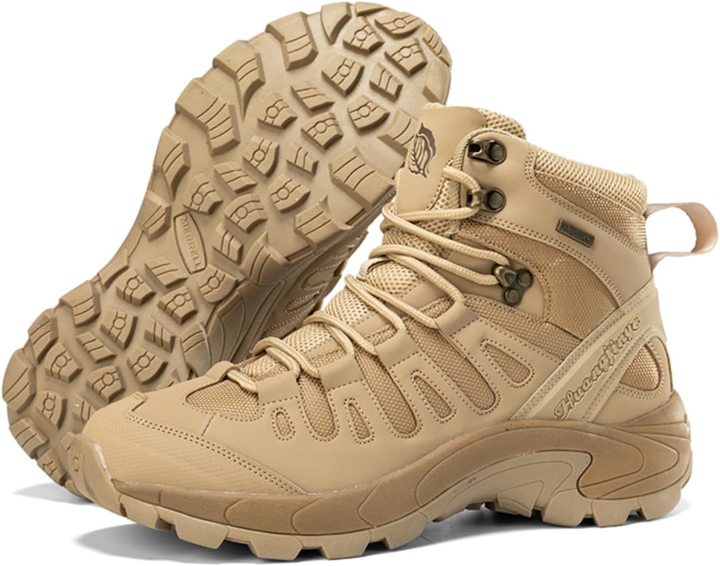 Men's Mid Top Lace Up Military Tactical Combat Boots Casual Non Slip Outdoor Mountaineering Trekking Commando Tactical Booties