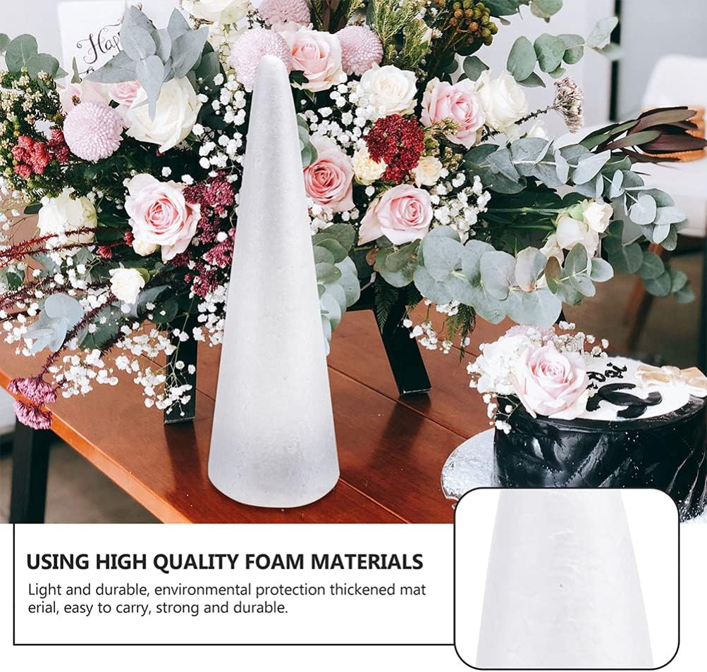 Wedding Table Decor 3 Pack Cones for Crafts Foam Tree Cones for DIY Crafts White Foam Cone Polystyrene Cone Shapes Crafts for Home Party Wedding Xmas Decoration Foam Paper