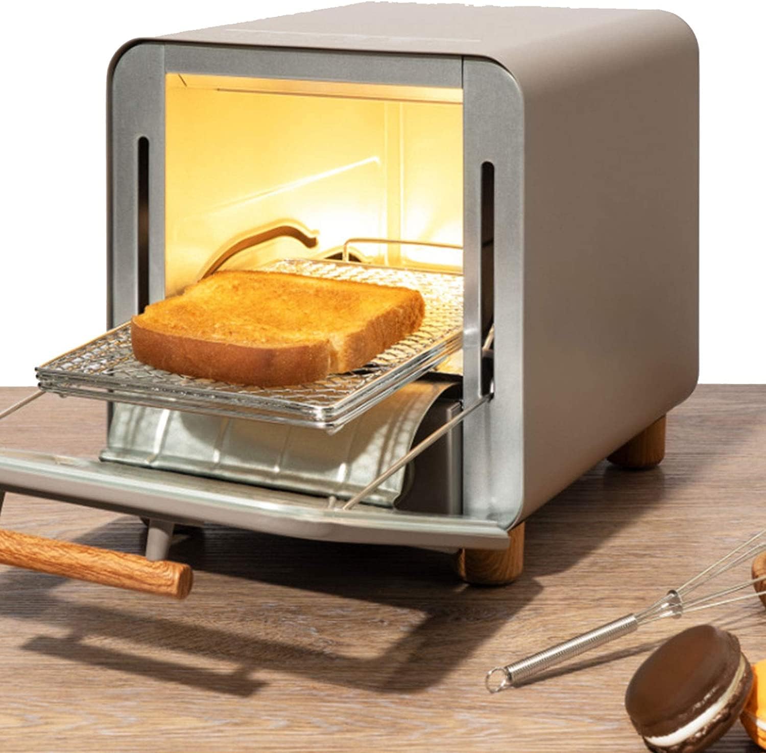 Mini Breakfast Bread Oven, Roast, Defrost & Dehydrator Functions, Includes Accessory Recipes, BPA Free Healthy Cooking,White