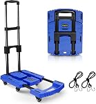Voipvvii Folding Hand Truck 500lbs, Portable Heavy Duty Dolly Cart, 6 Wheels Collapsible Luggage Cart with 2 Elastic Ropes - Compact Trolley Cart Easy Moving - Ideal Hand for Travel and More