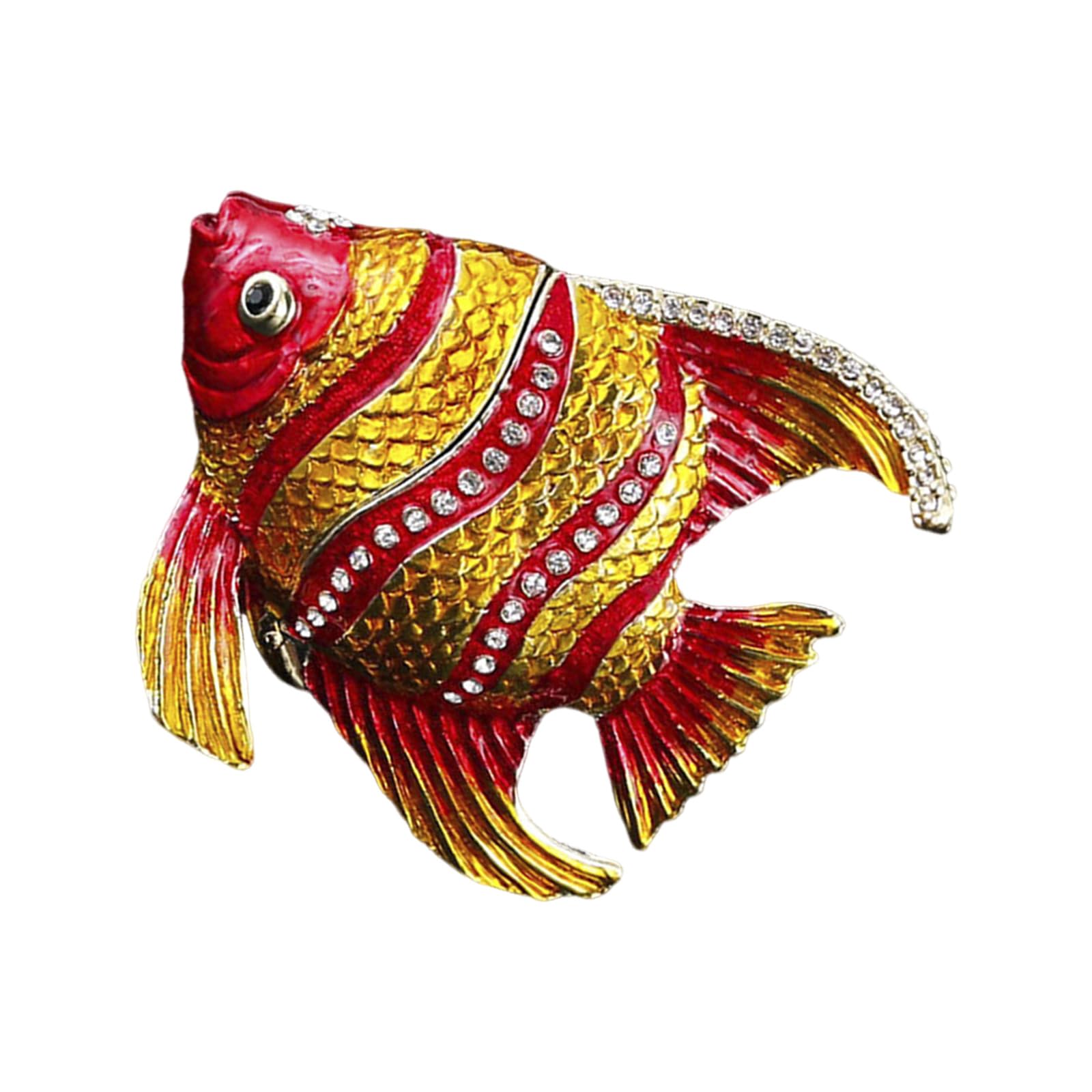 Shntig Artistic Fish Shape Small Trinket Box Jewelry Container Alloy Texture Suitable for Small Jewelry Organization Fashion Box