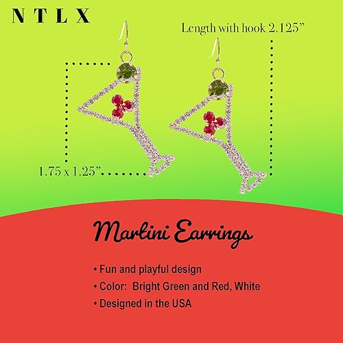 Miniatura 2 de Aretes colgantes para mujer  Martini, Margarita, cerveza, champán, botella de copa de vino  Moda Happy Hour  Lindos  Divertidos  Hermosos cristales