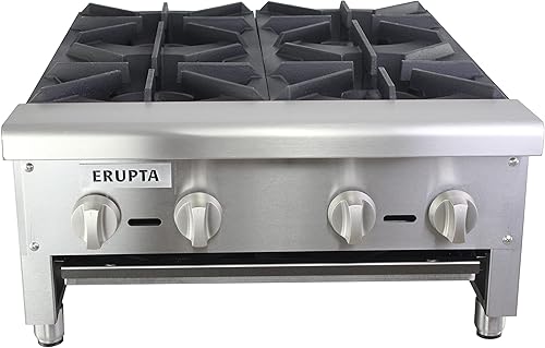 ERUPTA Cocina de cocina de gas natural y propano comercial de 24 pulgadas con 4 quemadores BTU 112,000 equipos de restaurante