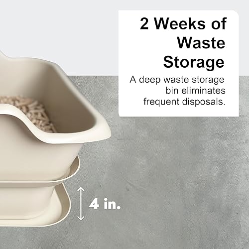 Miniatura 3 de Mr. Catman Caja de arena grande para gatos con bandeja de almacenamiento extra grande integrada, eficiente sistema antiseguimiento y control de