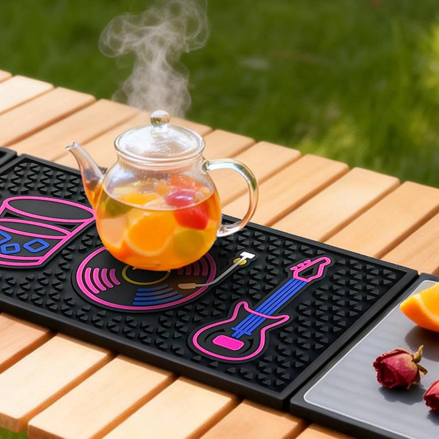 Bar Mat Pad, Heat Resistant Counter Cover, Soft Drink Spill Tray, Home Beverage Station Mat, for Home Party Coffee Corner Kitchen Cocktail Service Wine Making Beverage Prep 61.5x15.1x1cm