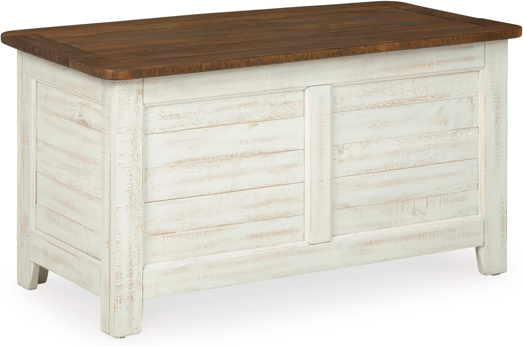 Signature Design by Ashley Dashbury Rustic Farmhouse Storage Trunk or Coffee Table, Antique White & Brown