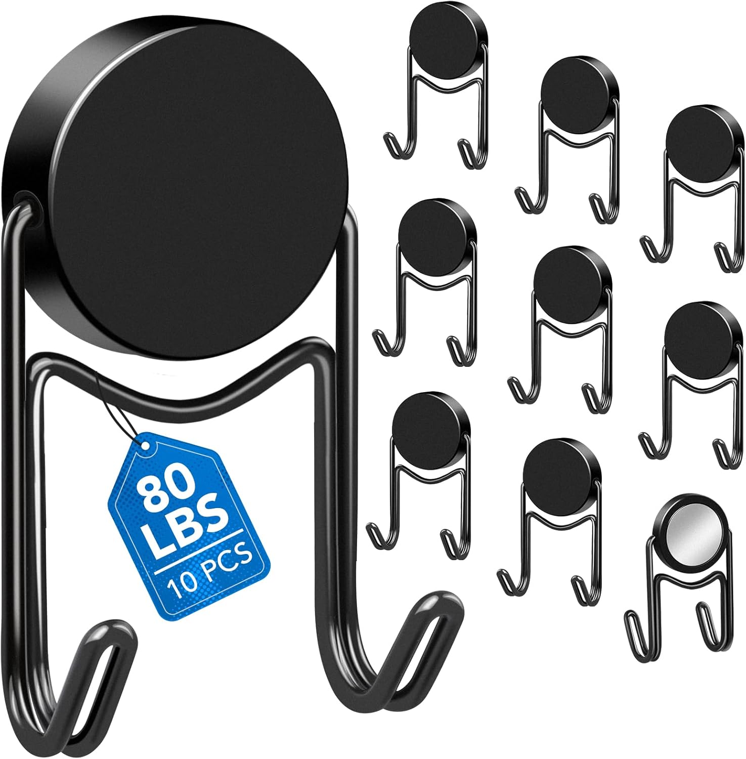 LOVIMAG Magnetic Hooks, 80lbs+ 2026 Cruise Cabin Ship Essentials Magnet Hook Heavy Duty Strong Magnets Refrigerator Fridge Hanging for Classroom Beach Vacation Kitchen Home Must Haves 10 Pcs (Black)